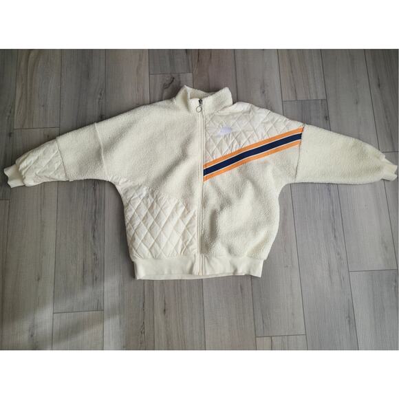 Nike Sherpa Loose Fit Oversized Full Zip Track Jacket Cream Women Sz XS - Picture 4 of 11